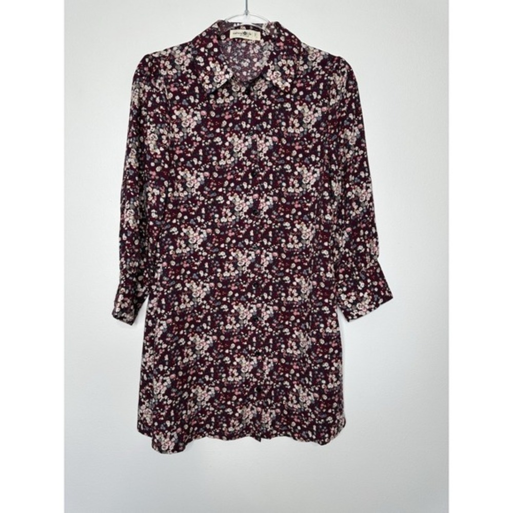 Natural Life Twiggy Mini Shirtdress Size S Floral Cottagecore